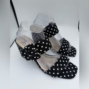 Amelia Grace Black Polka Dot Women's Block Heel Sandals size 9